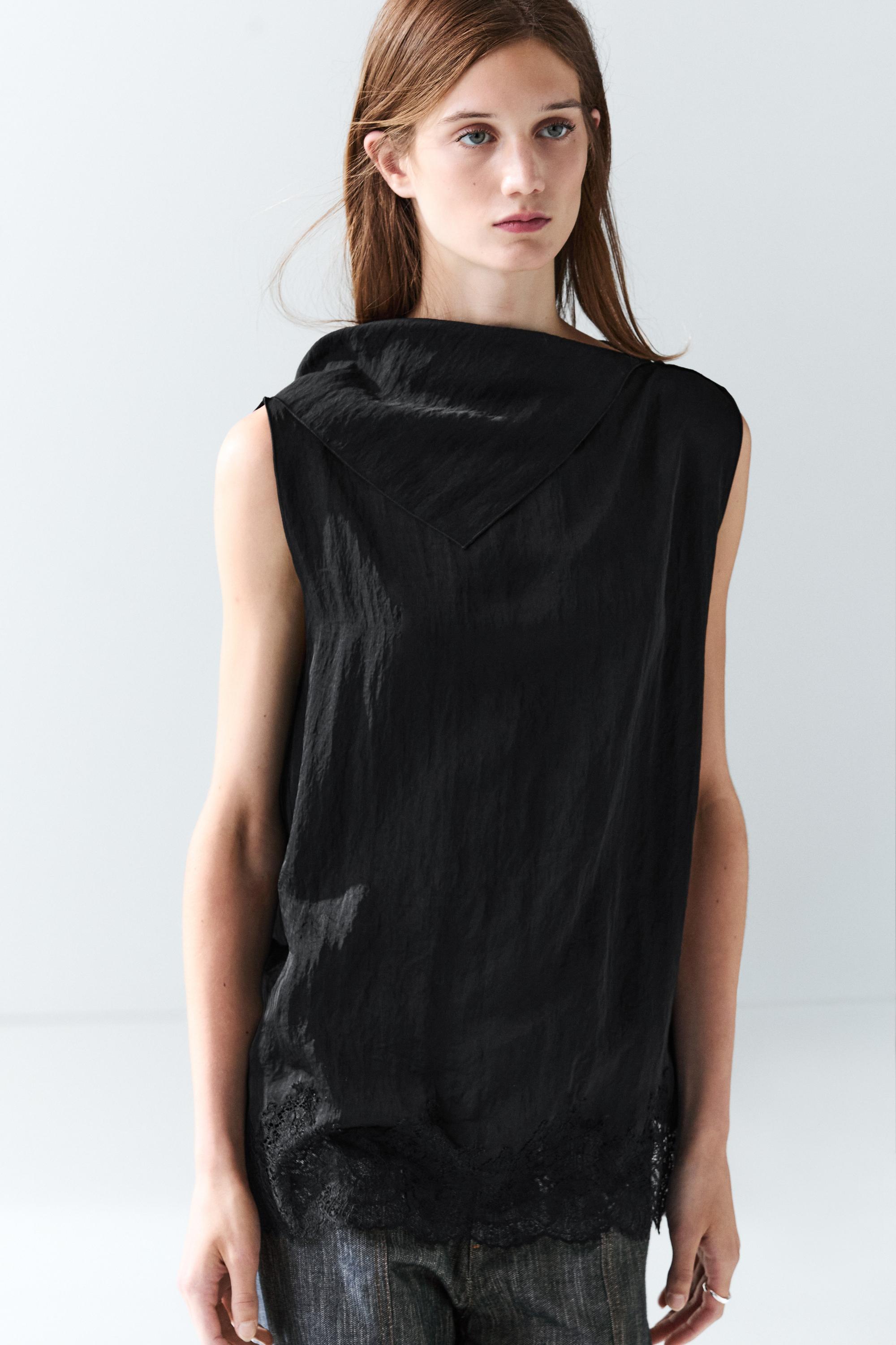 Flowing lace-detail top