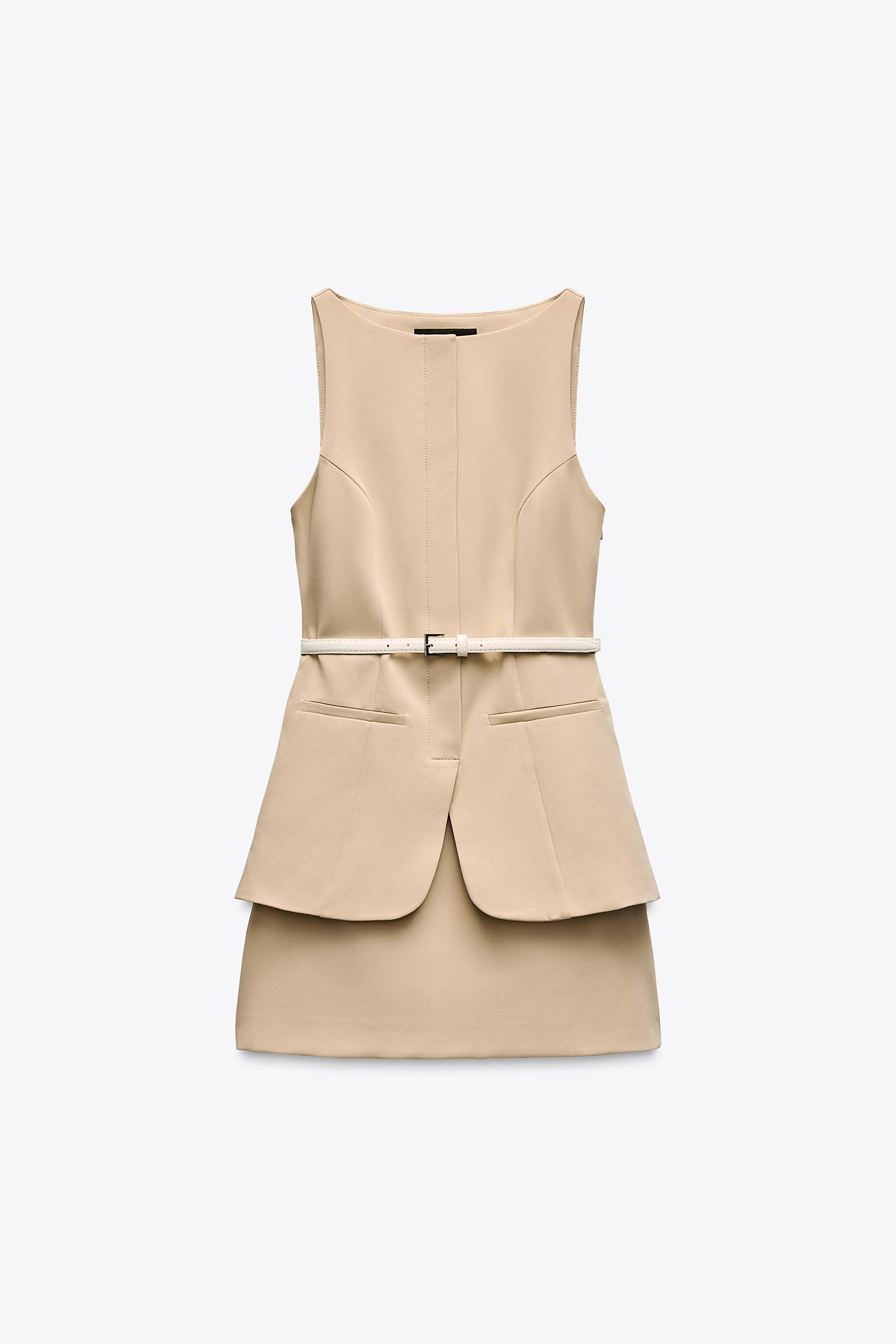 BELTED MINI DRESS - Beige | ZARA United States