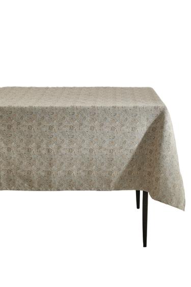 FLORAL JACQUARD TABLECLOTH - Brown-Blue by Zara