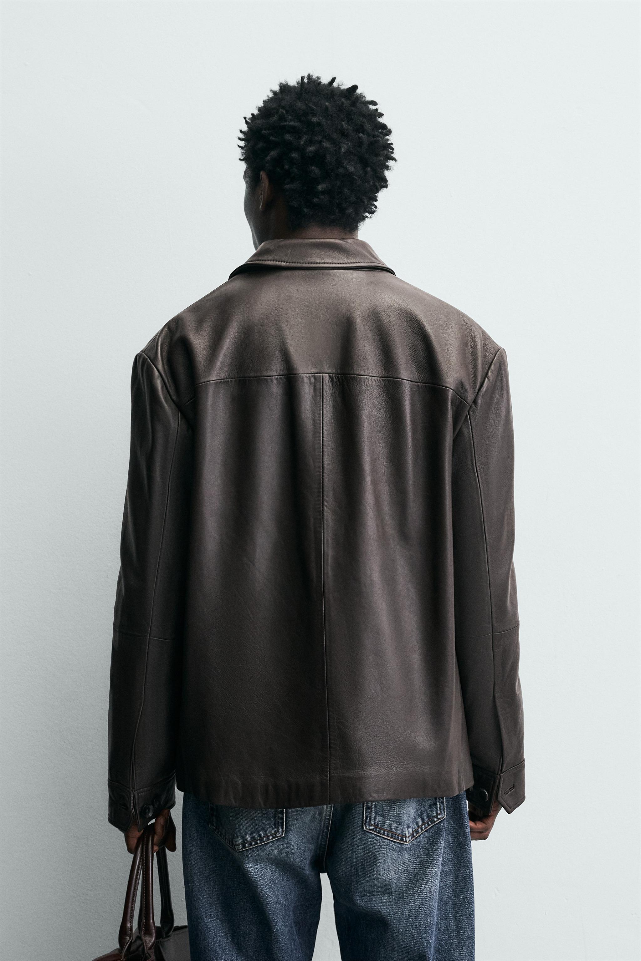 BLOUSON EN CUIR À POCHES