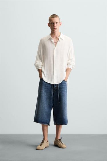 CAMISA JACQUARD CUADROS - Blanco roto de Zara - Imagen 0