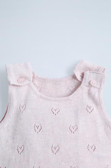 KNIT COTTON SILK HEARTS JUMPSUIT - Pink marl de Zara - Image 2