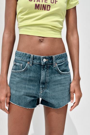 SHORT MINI EN JEAN TRF TAILLE NORMALE - Bleu / Gris de Zara - Image 1