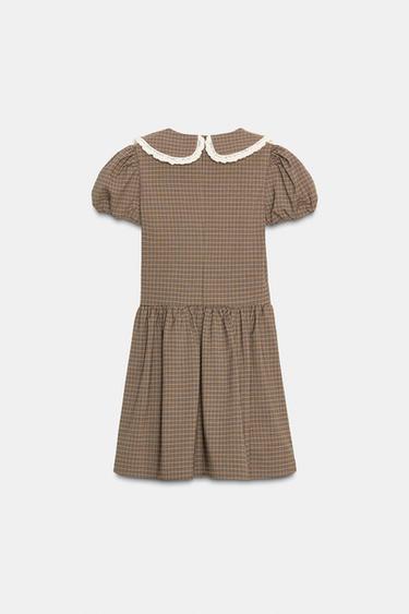 ROBE À CARREAUX COL CLAUDINE - Kaki de Zara - Image 7
