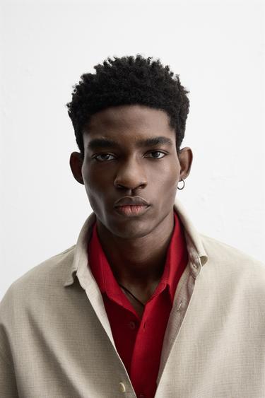 TEXTURED LINEN BLEND OVERSHIRT - Light beige by Zara - Image 4