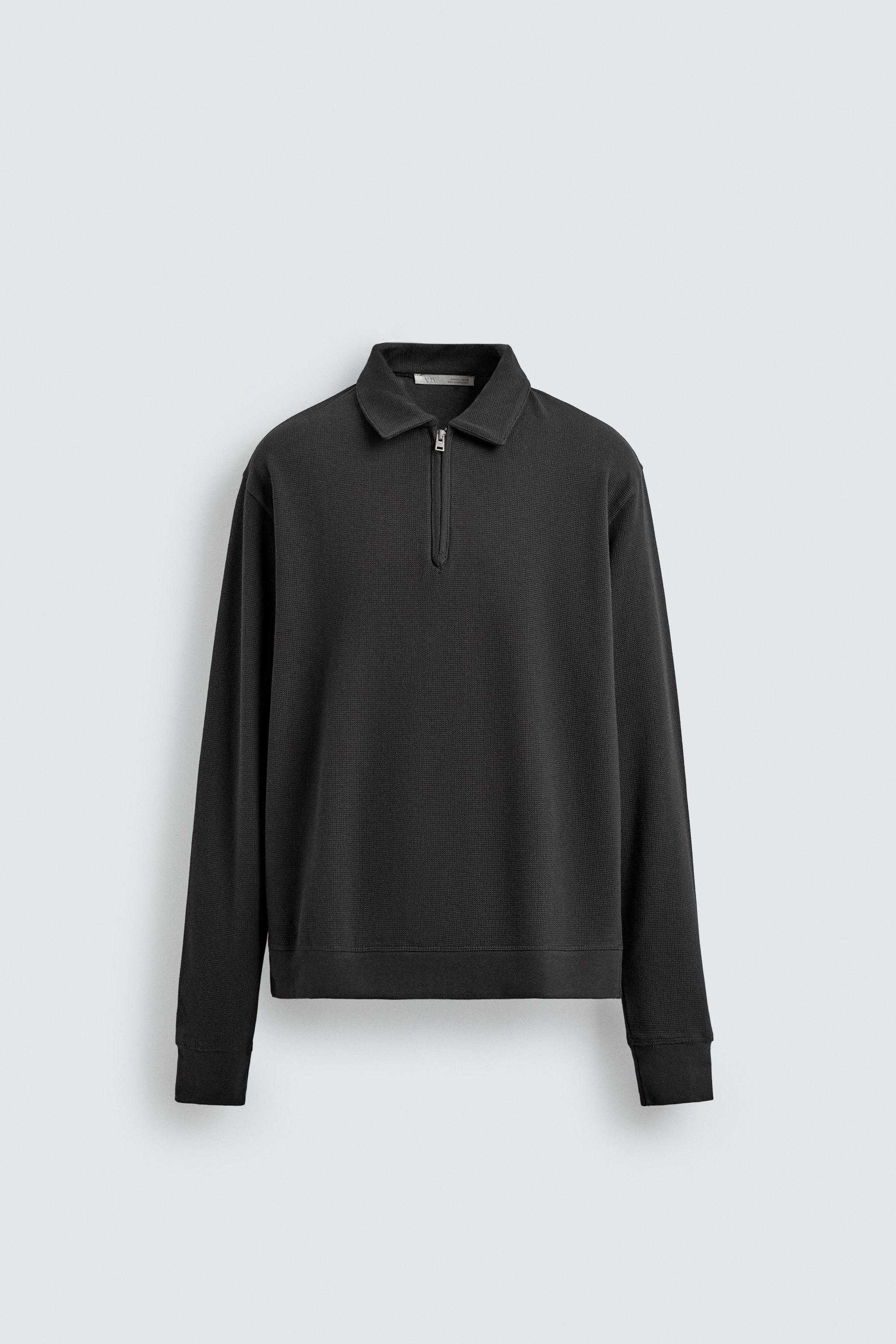 TEXTURED ZIP POLO SHIRT