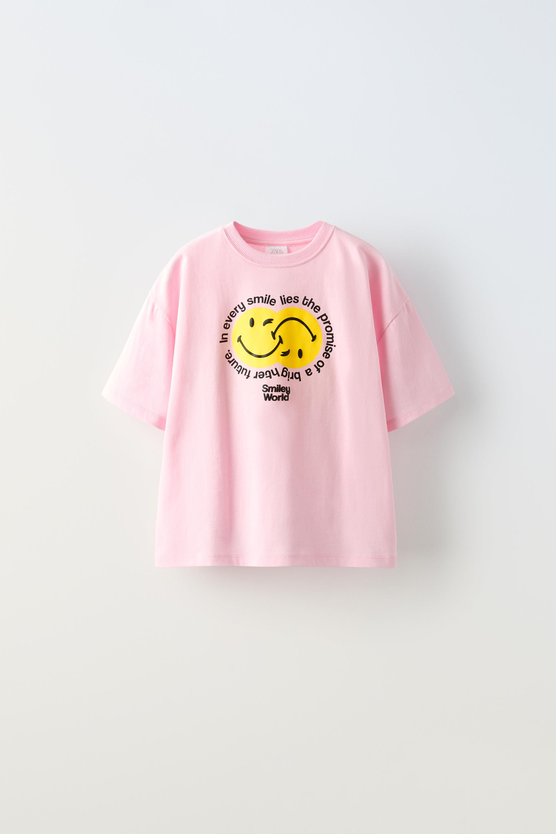 TEXTURED PRINT SMILEYWORLD ® T-SHIRT - Pink | ZARA United States