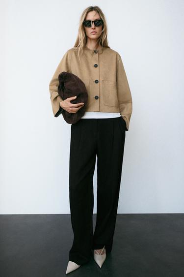 FAUX SUEDE JACKET - camel by Zara - Image 0