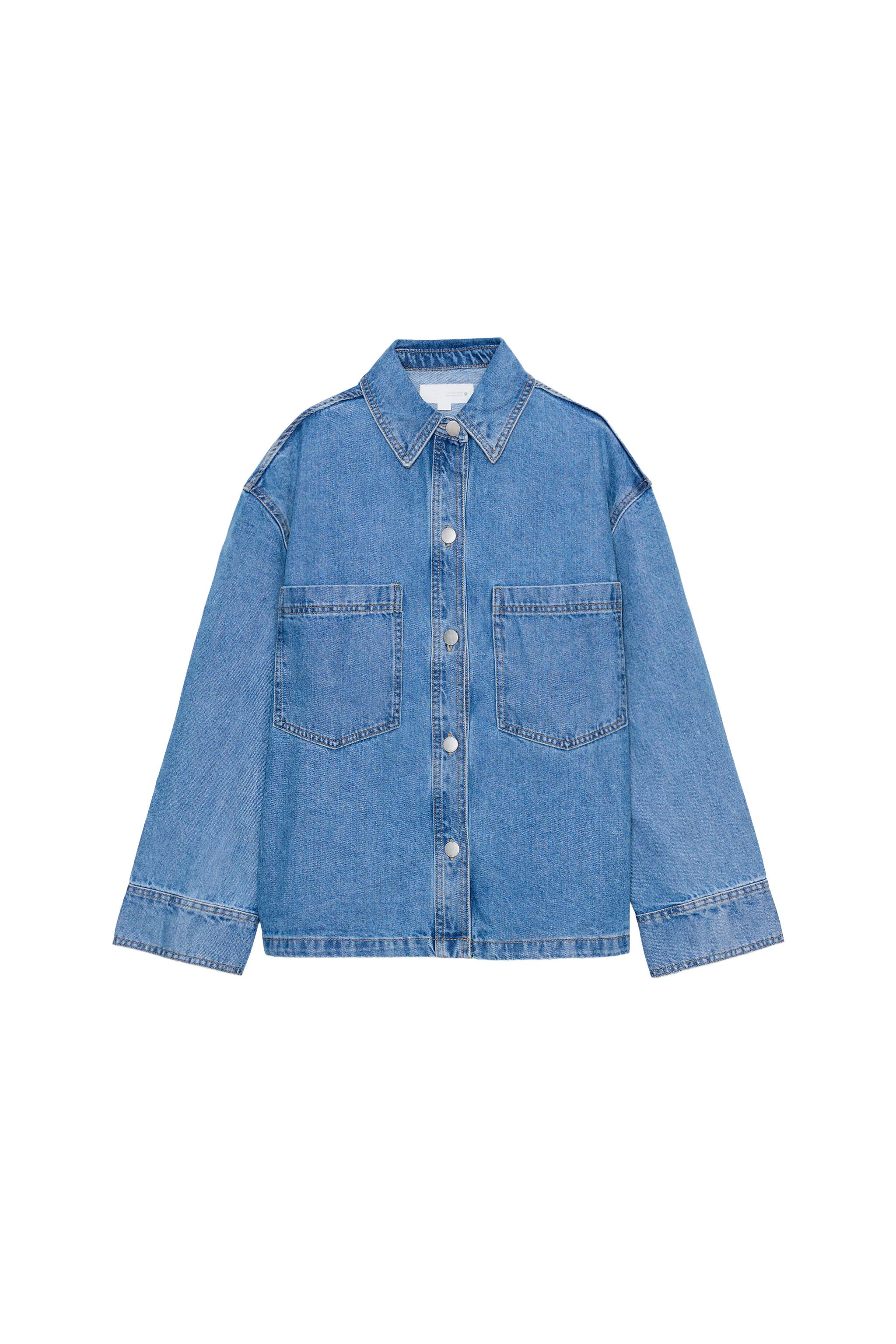 CAMISA AMPLA DENIM COM BOLSOS ZW COLLECTION - Azul | ZARA Brasil
