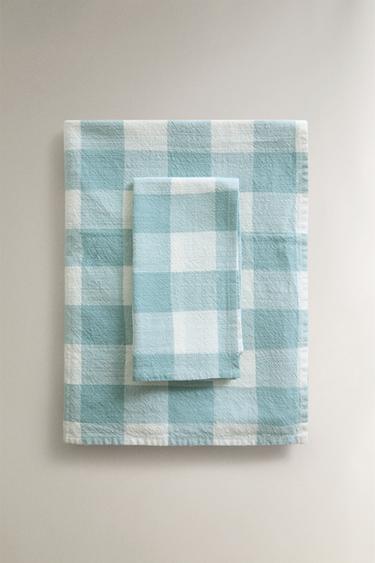 CHECK COTTON TABLECLOTH - Blue by Zara