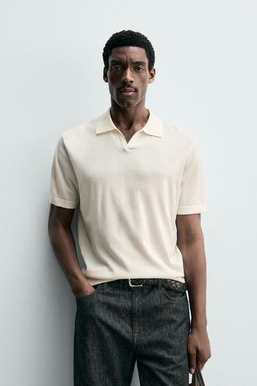 POLO EN MAILLE REGULAR FIT - Écru de Zara