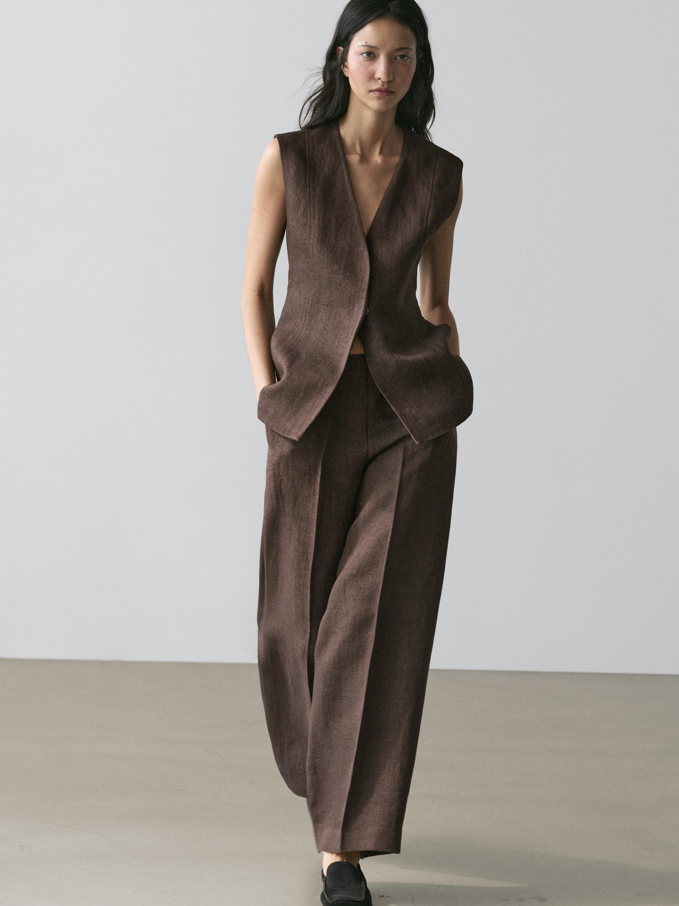 Gilet de costume en lin