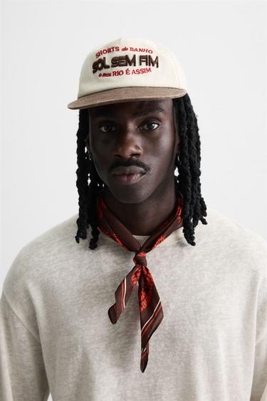 CONTRAST EMBROIDERY CAP - Ecru by Zara - Image 0