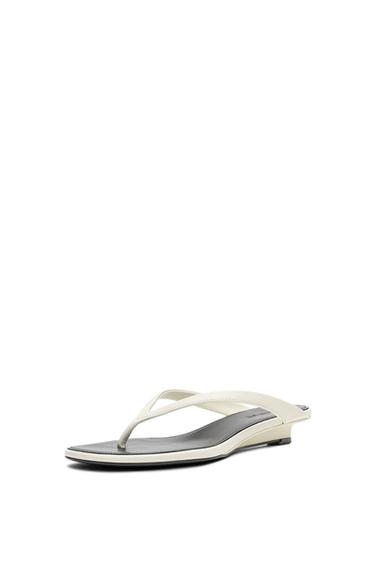 Sandale entre-doigts talon midi - Blanc de Zara