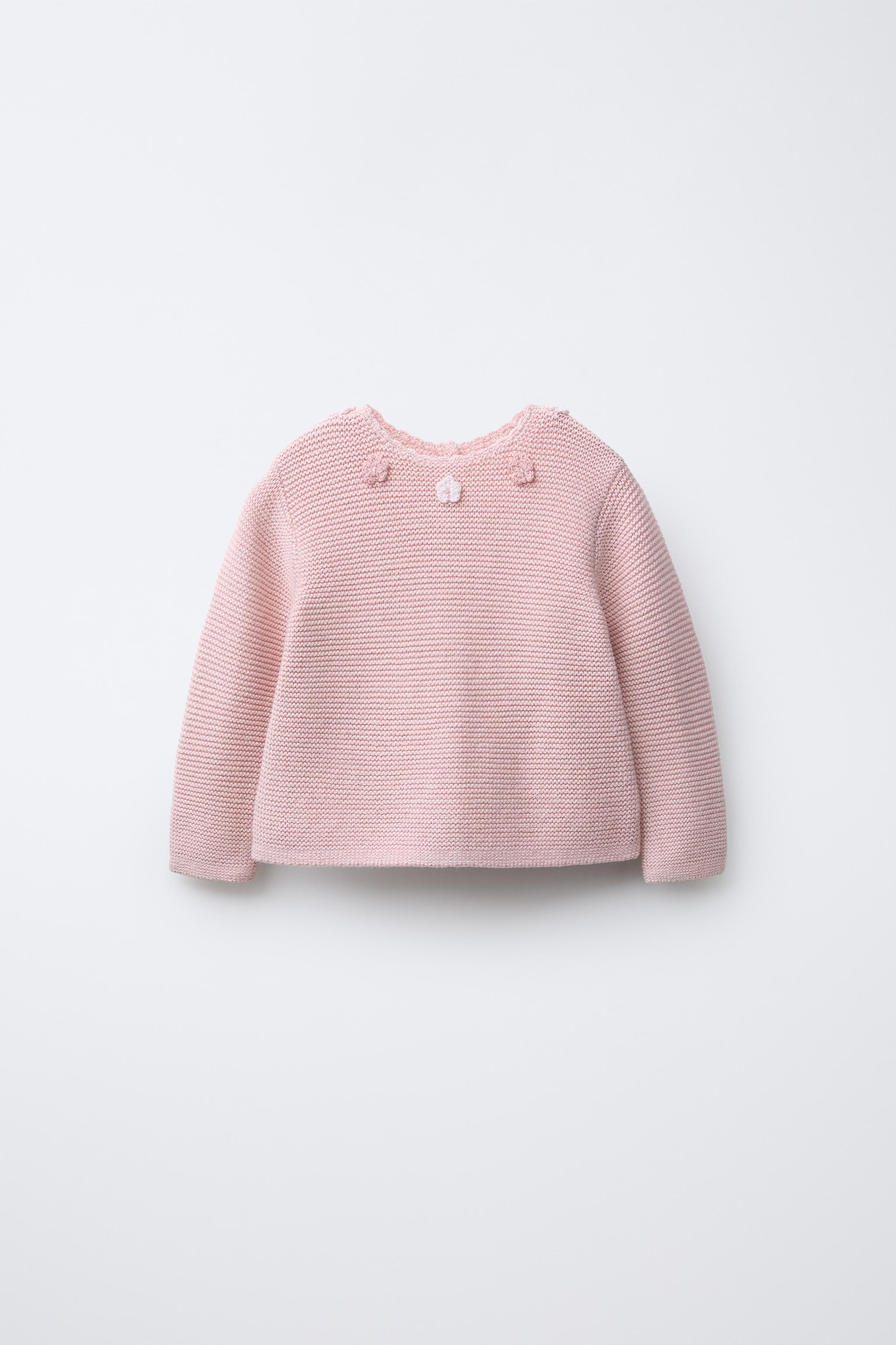 CROCHET FLOWER KNIT SWEATER - Light pink | ZARA United States