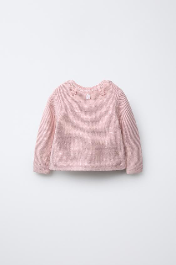 JERSEY PUNTO FLORES CROCHET - Rosa claro | ZARA Chile