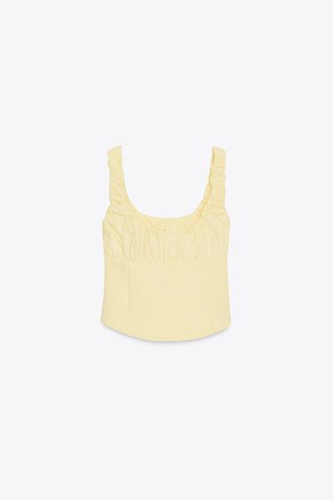 TOP BIMATIÈRE INTERLOCK POPELINE - Jaune de Zara - Image 5