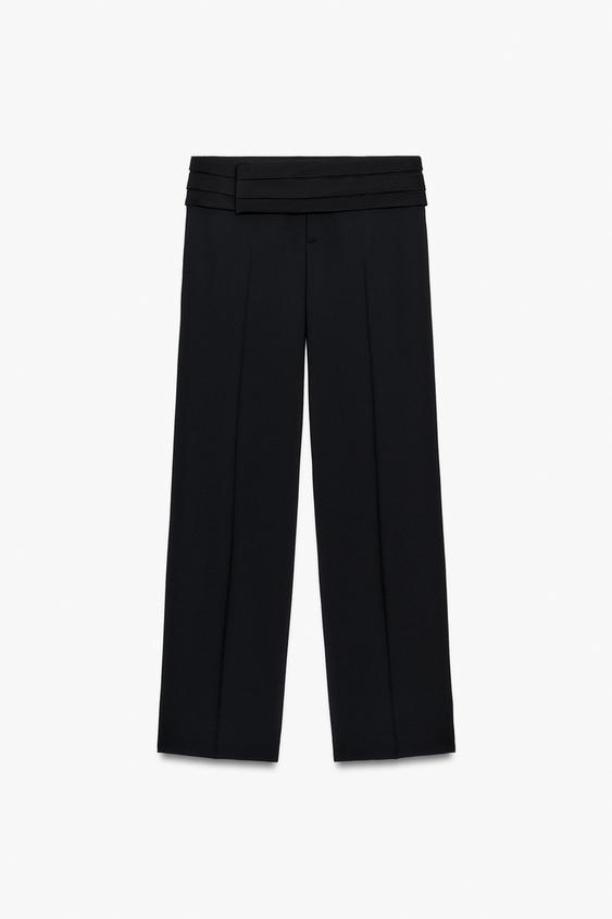 Zara ZW COLLECTION WOOL CUMMERBUND PANTS - Black - Image 0