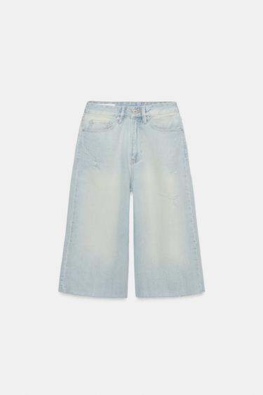 BERMUDA JORTS DENIM TRF DÉCHIRURES TAILLE MI-HAUTE - Bleu clair de Zara - Image 4