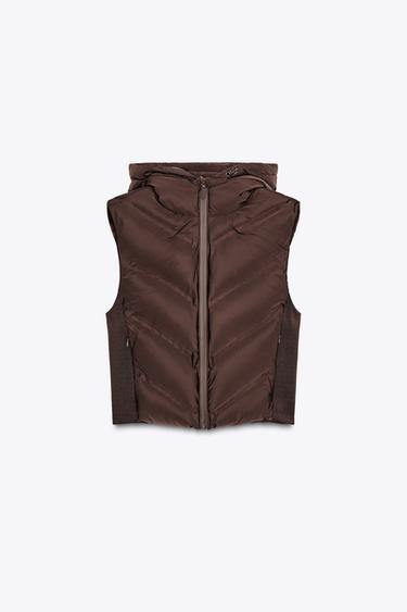 CONTRAST QUILTED GILET - Brown by Zara - Image 0