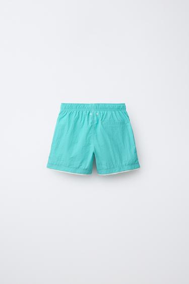6-14 YEARS / CONTRAST HEM SWIM SHORTS - Turquoise by Zara - Image 1