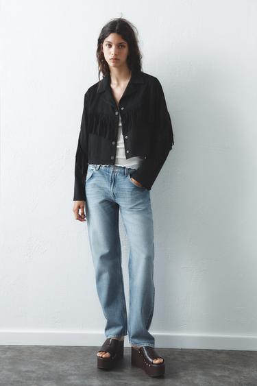 CHAQUETA EFECTO ANTE FLECOS - Negro de Zara