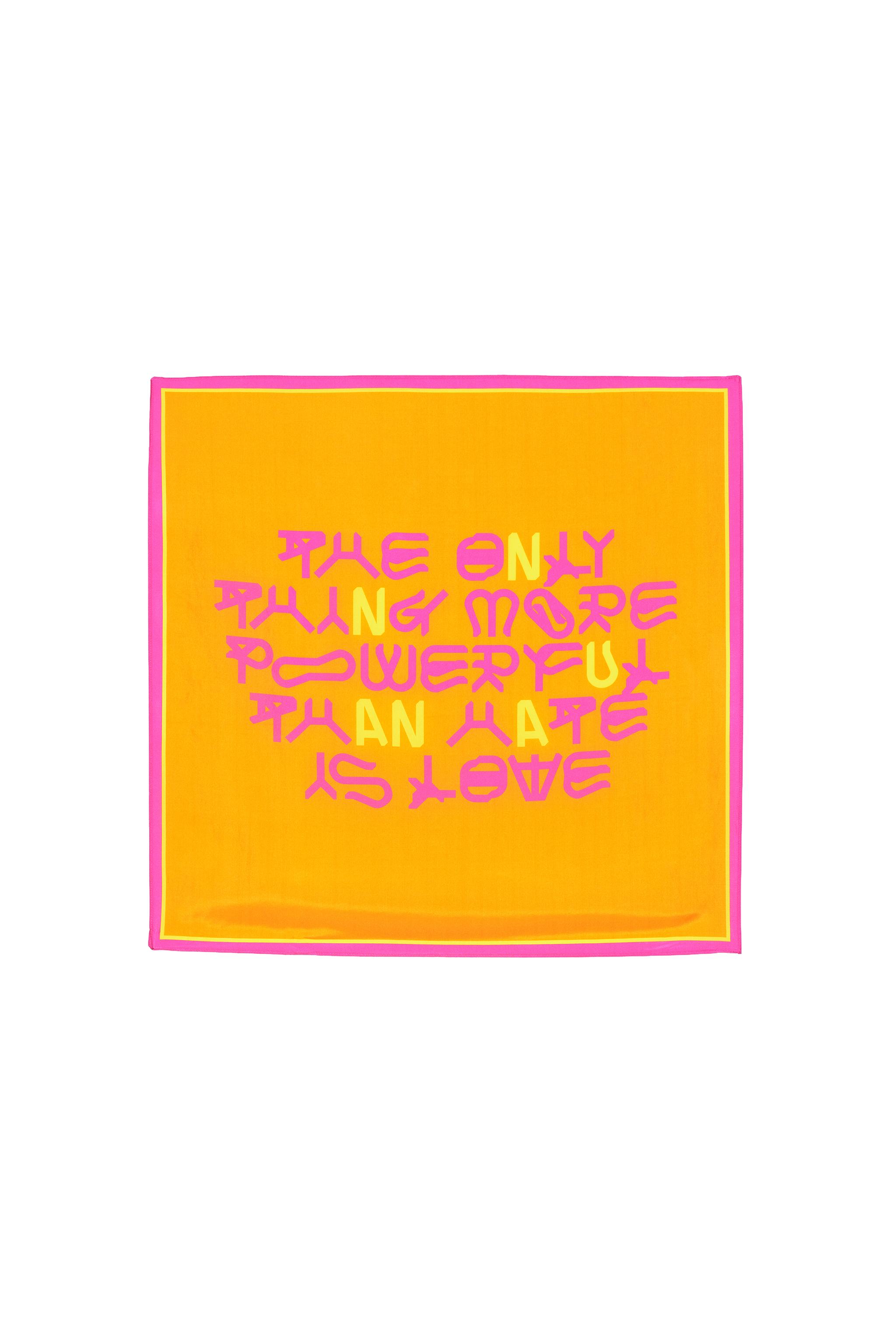 LOVE PRINT 100% SILK BANDANA — Orange