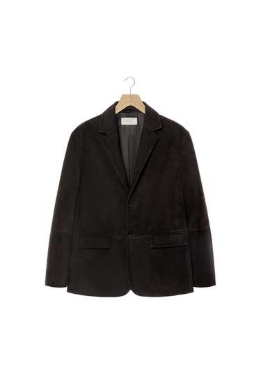 Zara 麂皮西裝外套 - 深棕色