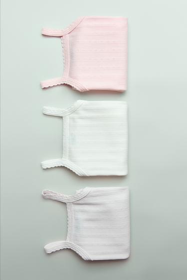 Zara THREE-PACK OF RIB KNIT BODYSUITS WITH CUTOUT DETAIL - Pink