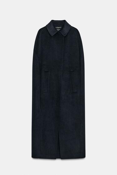 ZW COLLECTION OVERSIZE WOOL BLEND CAPE - Navy blue by Zara