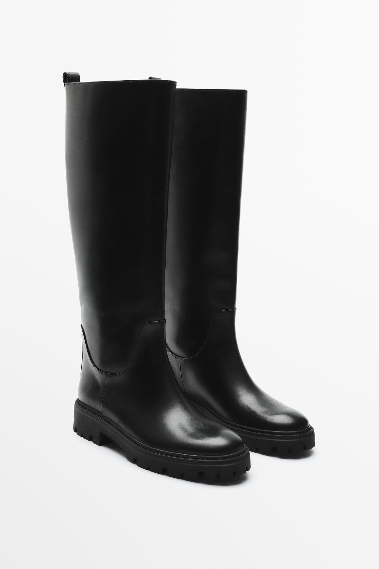 Flat track sole boot — Black