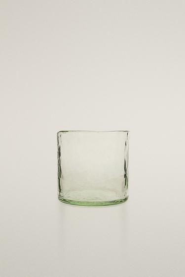 HAMMERED EFFECT GLASS TUMBLER - Green by Zara