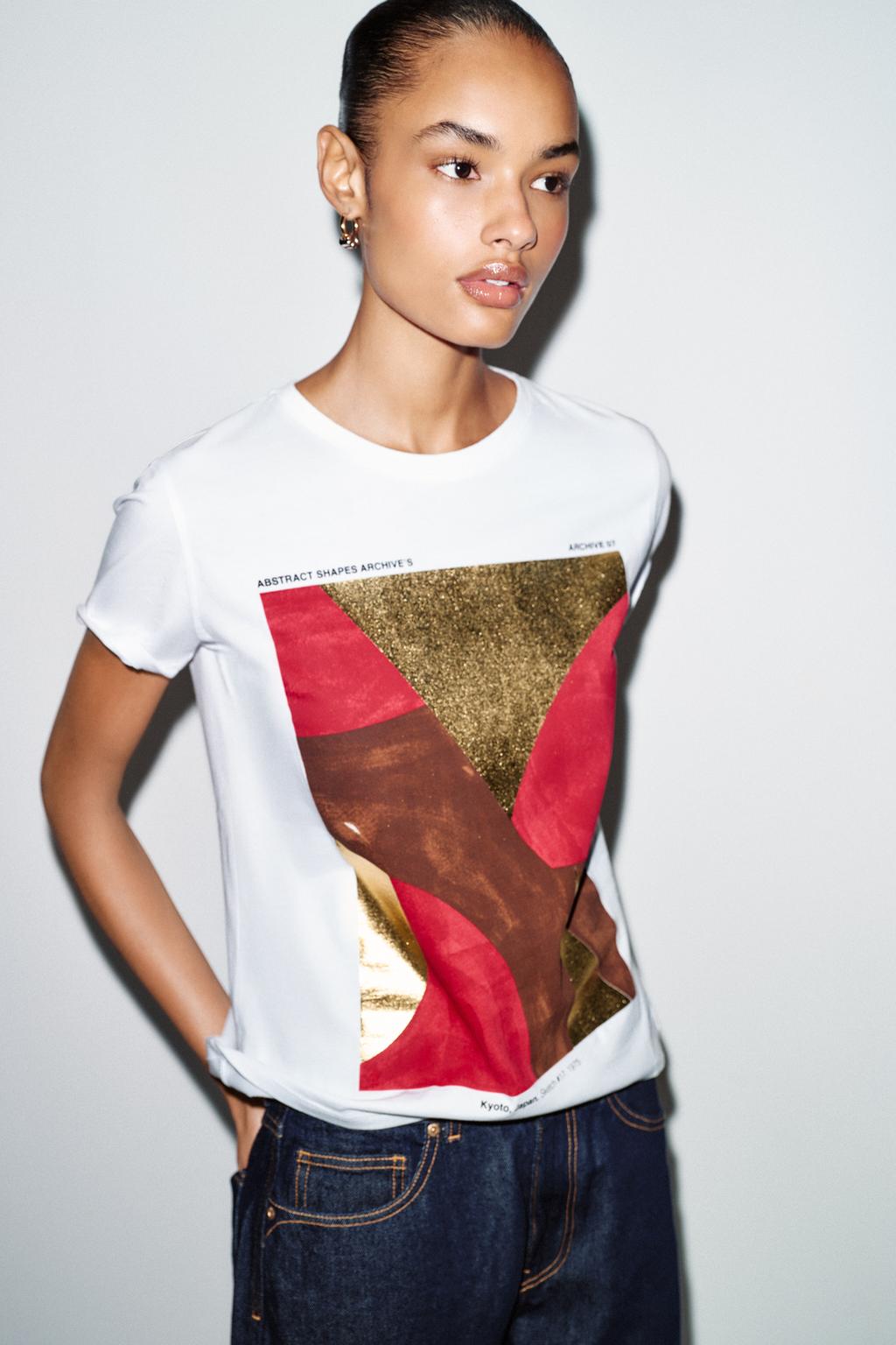 METALLIC PRINT T-SHIRT