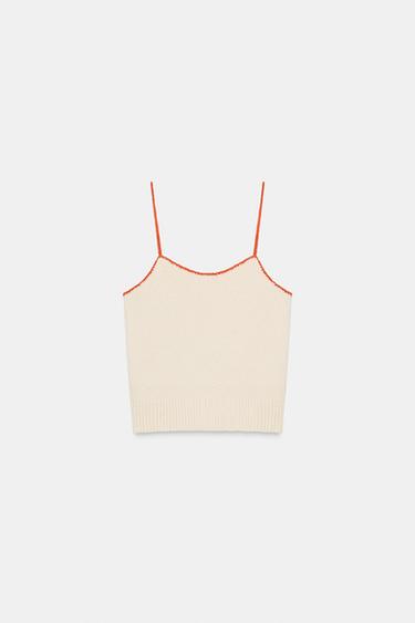 TOP PUNTO TIRANTES - blanco-naranja de Zara - Imagen 0