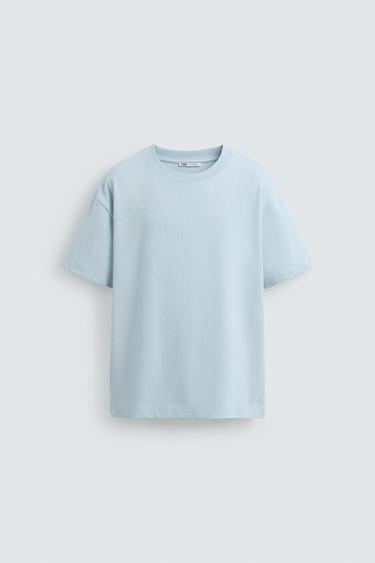 HEAVYWEIGHT REGULAR FIT BASIC T-SHIRT - Light blue by Zara