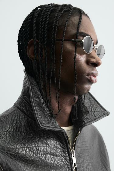 VESTE EN CUIR GRAVÉ - Noir de Zara - Image 5
