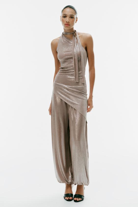 METALLIC EFFECT SAROUEL TROUSERS - Silver by Zara - Image 0