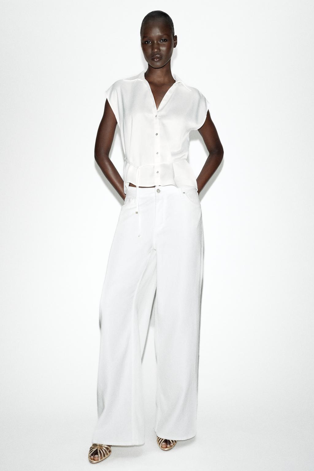 SATIN SHORT SLEEVE SHIRT WITH BELT