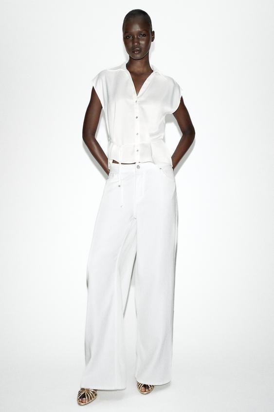 BELTED SATIN EFFECT SLEEVELESS SHIRT from Zara - $49.90