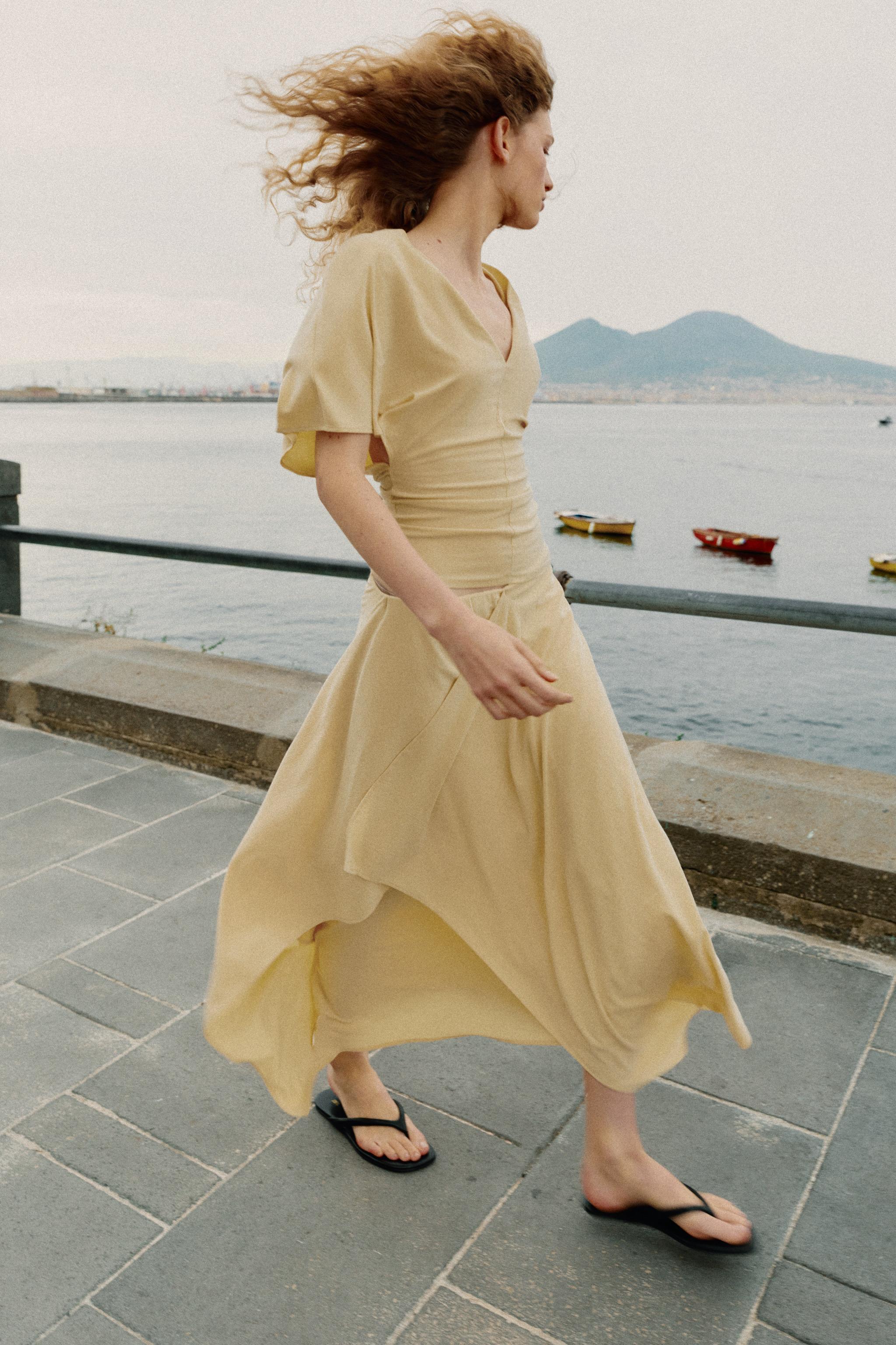 FLOWY V-NECK TOP - Yellow | ZARA United States