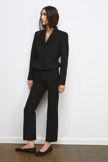 ZW COLLECTION SHORT BLAZER WITH TOPSTITCHING - Black by Zara - Image 6