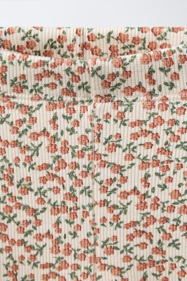 BEAR SWEATSHIRT AND RIBBED FLORAL LEGGINGS SET - Green by Zara - Image 4