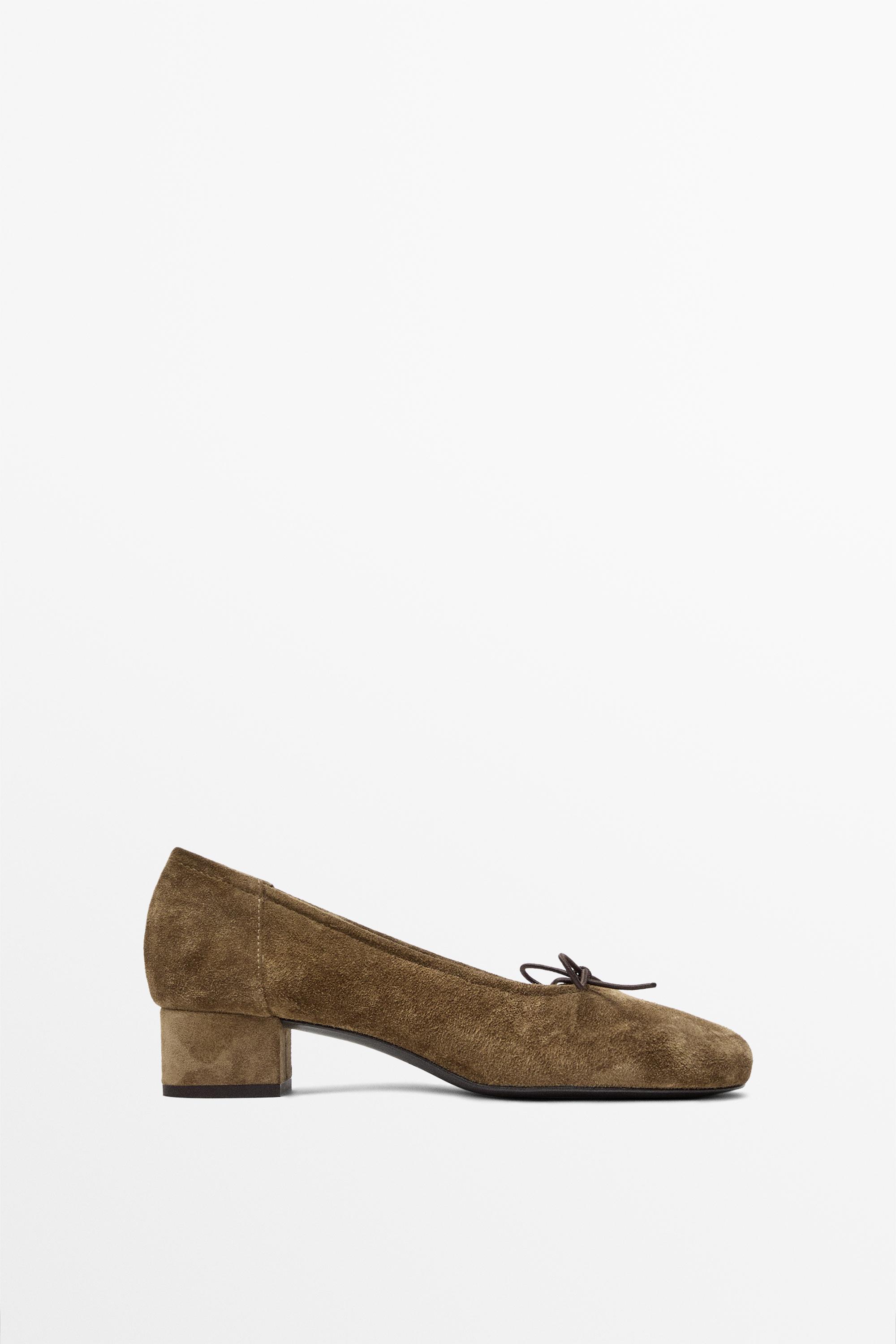 High-heel ballerinas — taupe brown