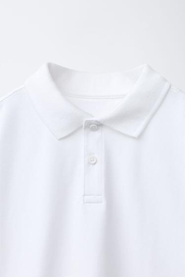 BASIC PIQUÉ POLO SHIRT - White by Zara - Image 2
