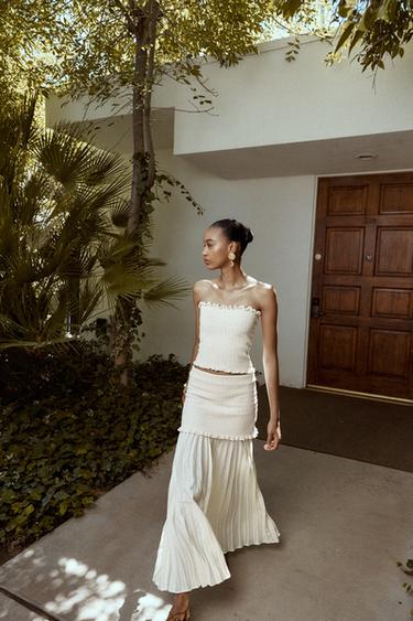 KOMBINIERTER STRICKROCK - Cremefarben von Zara