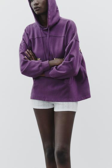 HOODIE WITH SLOGAN - Mauve by Zara - Image 1
