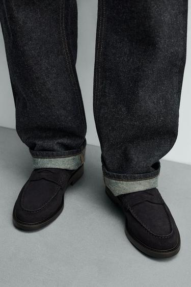 LEATHER PENNY LOAFERS - Blue by Zara - Image 2