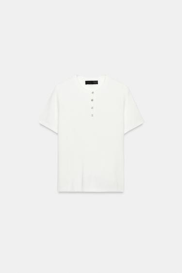 KNIT BUTTON-UP TOP - White by Zara - Image 5