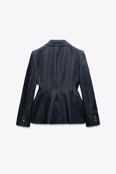 ZW COLLECTION DENIM BLAZER - Blue by Zara - Image 5