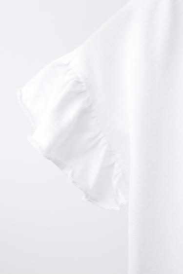 T-SHIRT UNI À VOLANTS - Blanc de Zara - Image 3